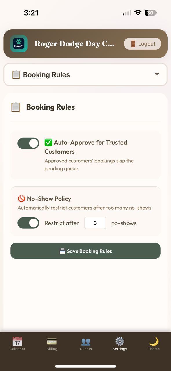 Booking rules